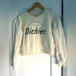 Retro Dickies logo cream crop crew neck sweatshirt
